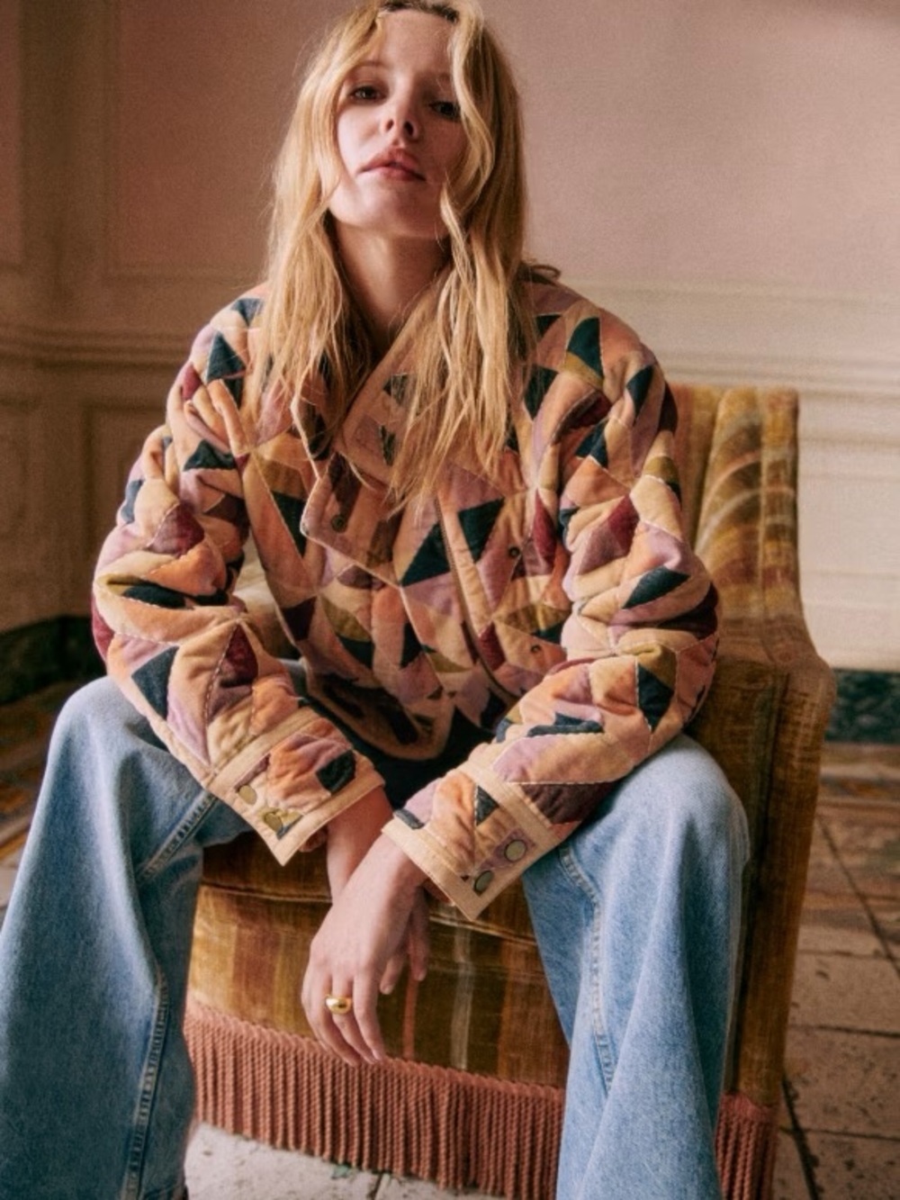 NWT Sézane Brandon Jacket in Patchwork Stella Size 4/36